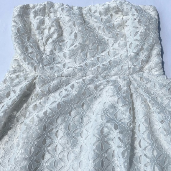White Lace Strapless Dress- Small - Picture 3 of 5